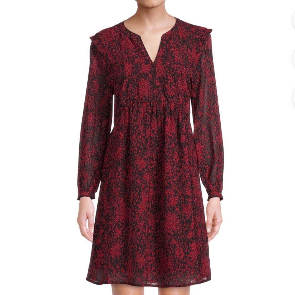 Beachlunchlounge Kelsea Babydoll Mini Dress Red‎ Long Sleeve Dress Plus Size XXL
